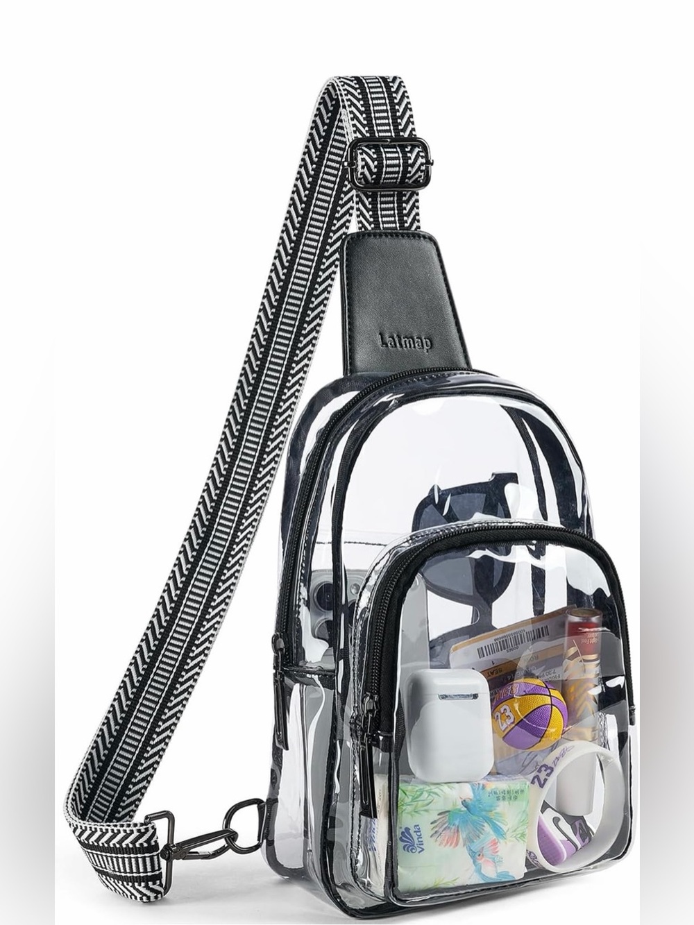 Clear PVC Crossbody Sling Bag with Black Trim